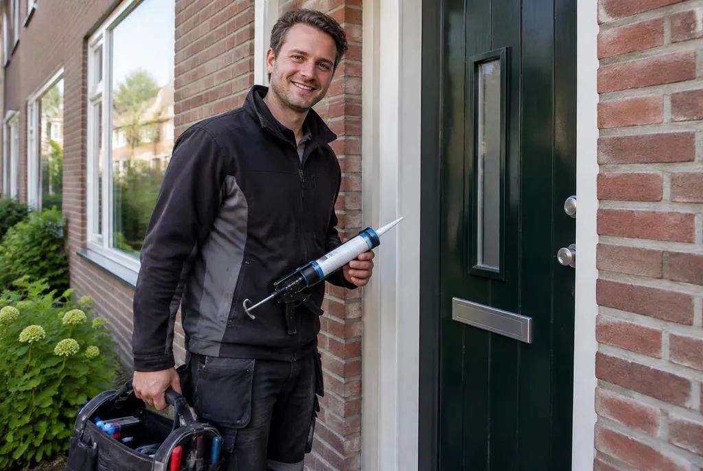 Vakman van Kitbedrijf Rotterdam bij de voordeur van een woning
